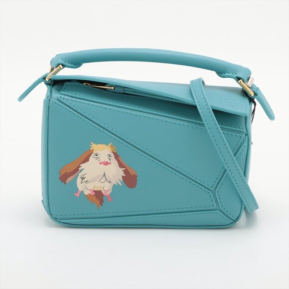 Loewe Handbags - Loewe x Studio Ghibli Mini Puzzle Bag Leather 2 Way Handbag Blue